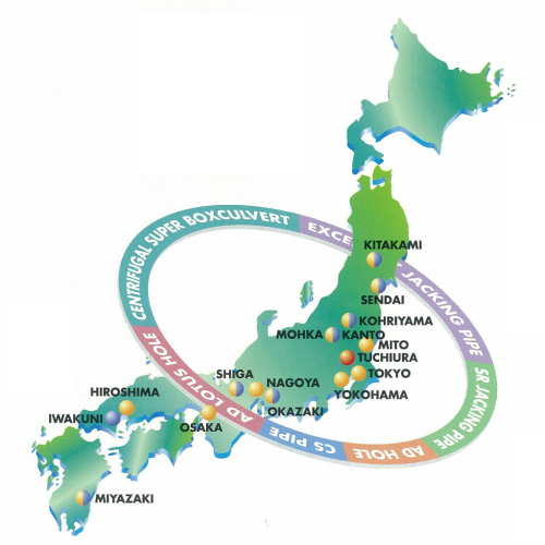 中川ヒューム管　事業所の日本地図